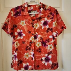 Caribbean Joe Hawaiian Women's Shirt Size Small Floral Rayon